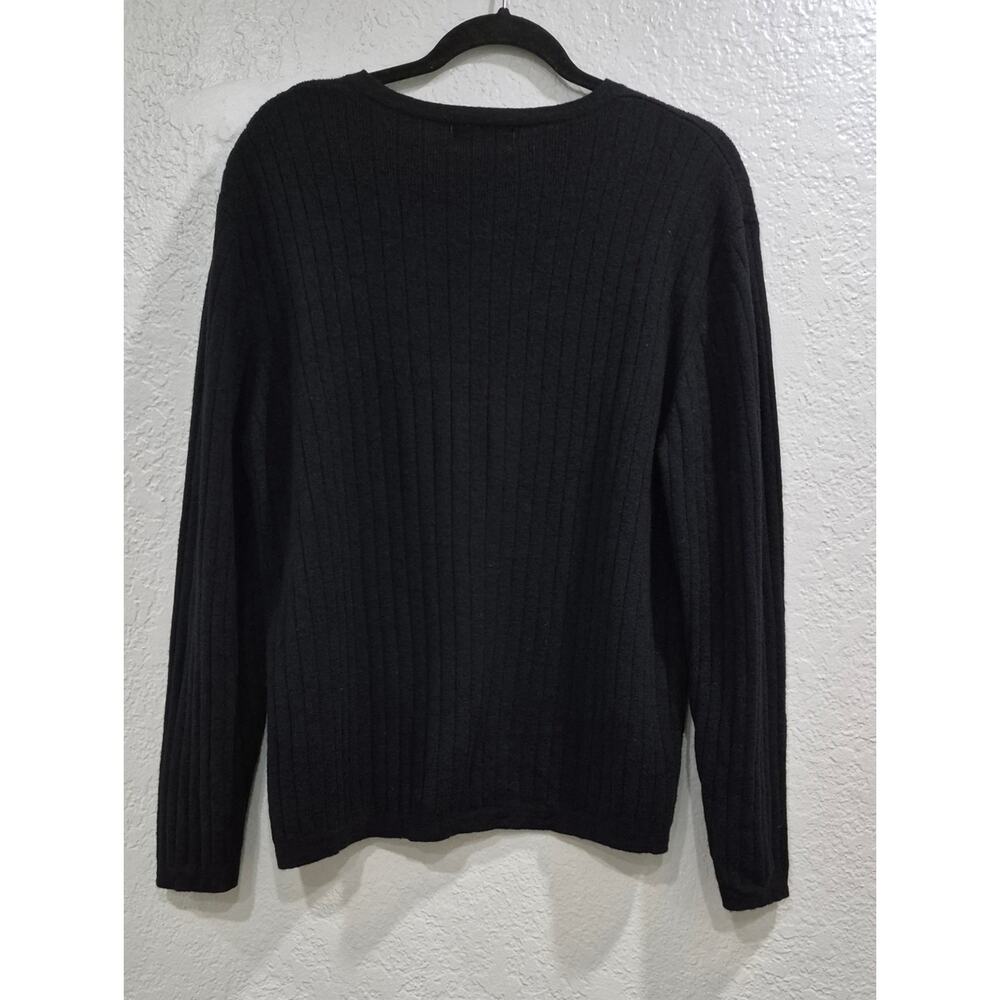 Alfani 100% Pure Merino Wool Black Ribbed V-Neck Sweater - Size XL - Picture 5 of 7